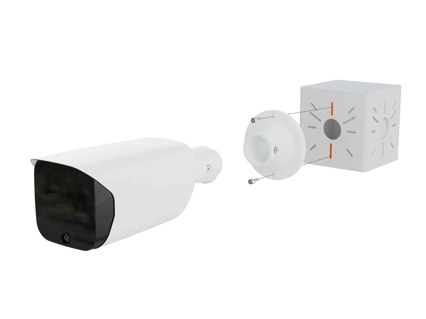 Грань коробки BOXFORCAM 4K с радиальными посадочными пазами и основание камеры на них